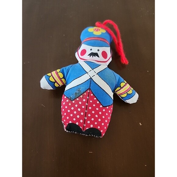 Vintage Calico Handmade Fabric Cloth Christmas Ornaments 1970 Set of 5 Nostalgia - Picture 6 of 10